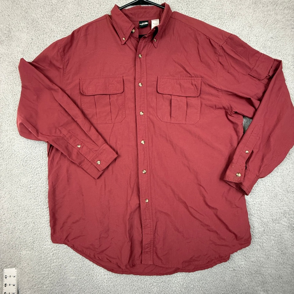The North Face Mens XL Button Down Shirt‎ Hiking Outdoor Red Supplex Nylon